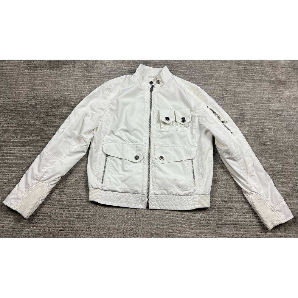 Lauren Ralph Lauren Jacket Womens Medium White Bomber Utility Mock Neck Zip Up